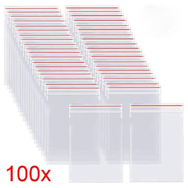 

storage bags 100pcs/pack resealable self seal clear plastic poly bag package reclosable vacuum fresh