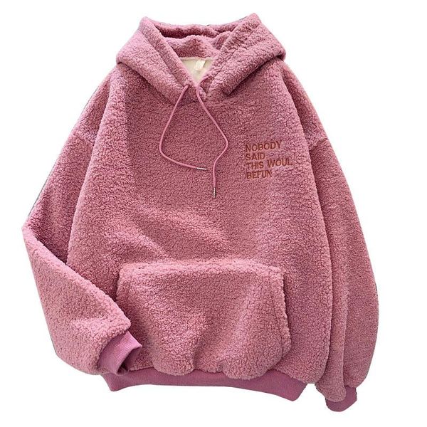 

women's hoodies & sweatshirts 2021 autumn winter women coat sorry print harajuku loose pocket hooded thicken fleece flannel pullover fe, Black