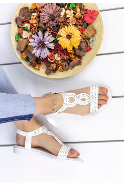 

sandals women white cubic zirconia, Black