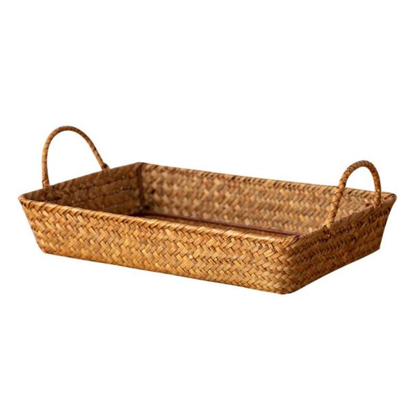 

storage baskets 1pc woven basket decorative home bedroom organizer for (yellow)