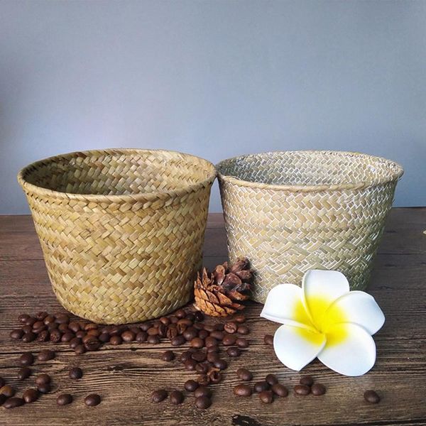 

storage bags 2 color handmade wicker rattan laundry baskets woven folding flowerpot planter toys dirty cloth basket 16.3*11cm