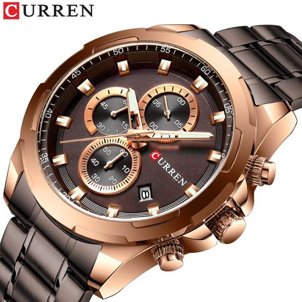 

wristwatches high-end brand curren waterproof sports men's watch, daily style unique design business travel essential, quartz waterproo, Slivery;brown