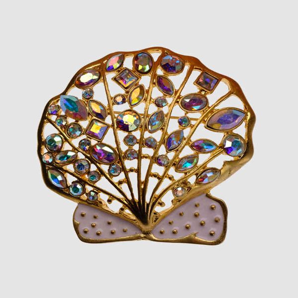 

amorita boutique colorful sea shell design brooches, Gray
