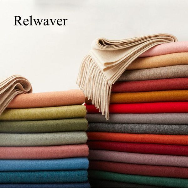 

scarves pure wool women shawl autumn winter thickened warm keeping tassel solid fashion scarf 70 x 200 cm 290g, Blue;gray