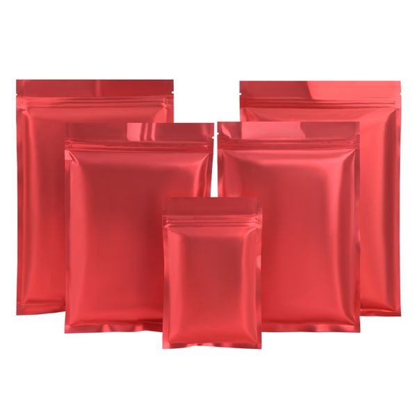 

100pcs matte red mylar foil zip lock bag tear notch zipper grip seal reusable reclosable food dried fruits nuts storage pouches