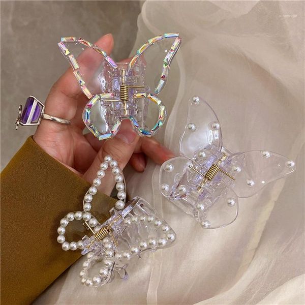 

hair clips & barrettes 2021 summer transparent butterfly hairpin cute grabs acrylic clip for women sweet accessories, Golden;silver