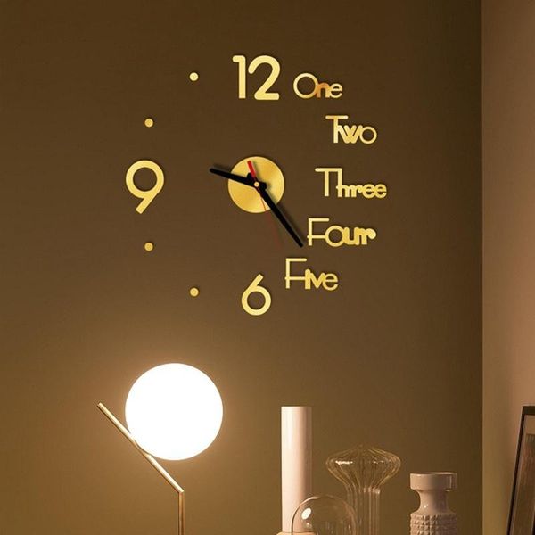 

digital wall clock mirror sticker home office decor for bedroom modern clocks