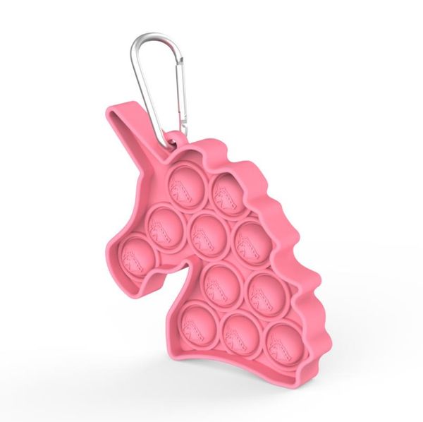 

push bubble decompression keychain unicorn mini funny bubbles sensory toy squishy stress reliever toys anti-stress for kids adult, Silver