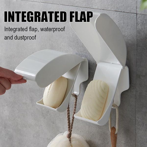 

soap dishes wall mounted box waterproof punch dish holder storage racks sponge tray for shower bathroom kitchen household