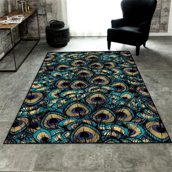 

carpets luxury dark green birds feather pattern printed carpet modern home decoration living room mat rug for bedroom bathroom