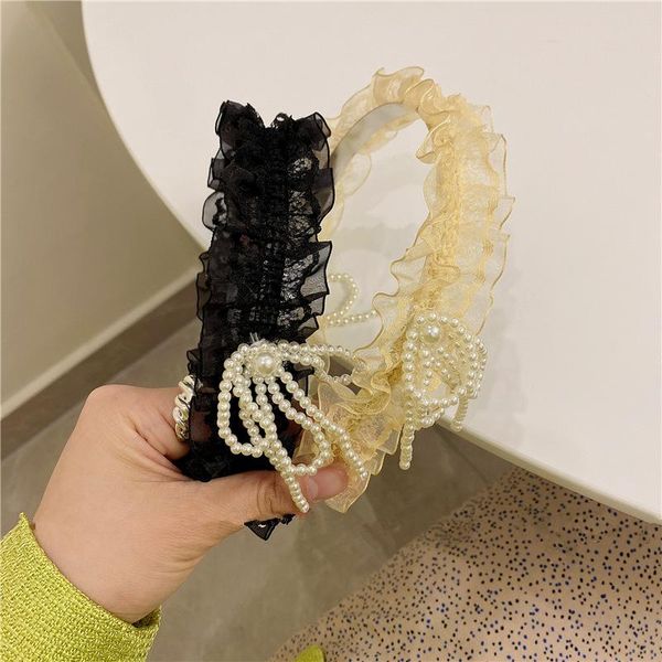 

hair clips & barrettes aomu korean retro black transparent lace geometric headband cute champagne bow rhinestone band for women birthday gif, Golden;silver