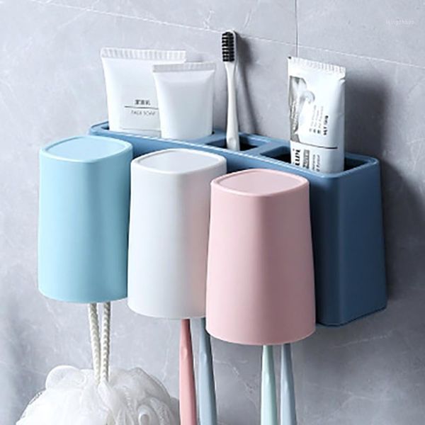 Bad Zubehör Set Zahnbürste Halter Kreative Waschen Wand Hängen Hause Badezimmer Zahnpasta Regal Zubehör