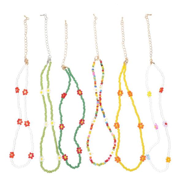

pendant necklaces 6pcs girl clavicle bone chains bead chain weaving, Silver