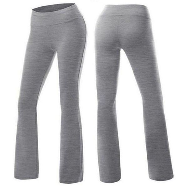 

fashion women flare pants loose solid stretch waistband workout trousers mid waist casual slim female women's & capris, Black;white
