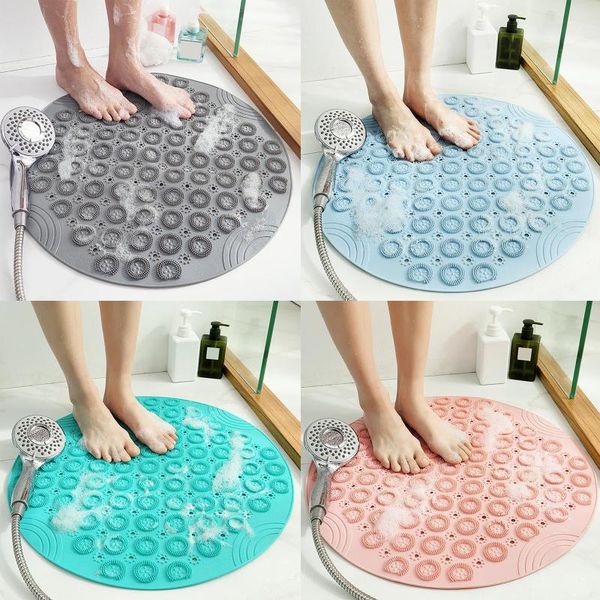 

50cm dia shower mat with suction cups drain holes massage bath foot mats