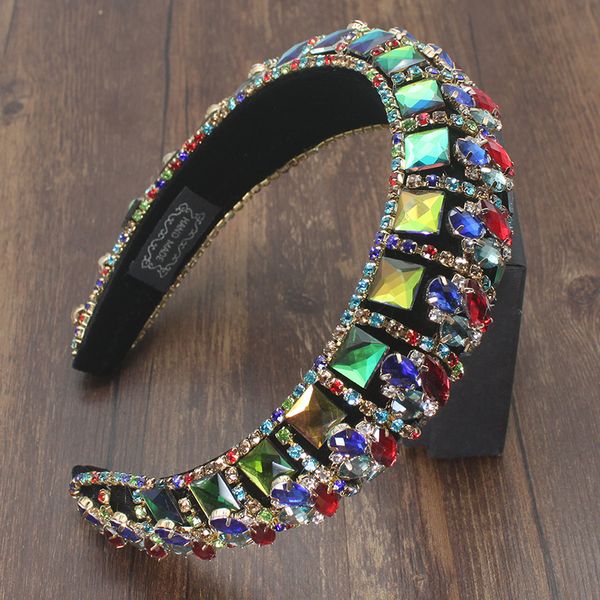 

full hair pin crystal flower padded headbands baroque luxurious rhinestones sponge hairbands for women sparkly novelty headbands, Black;brown
