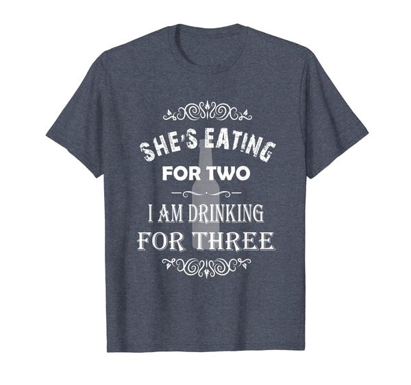 

she is eating for two i am drinking for three t-shirt, White;black