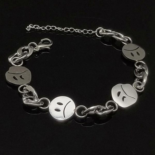 

charm bracelets men and women happy face bracelet hip hop stainless steel smile street fashion harajuku jewelry gift accessories, Golden;silver