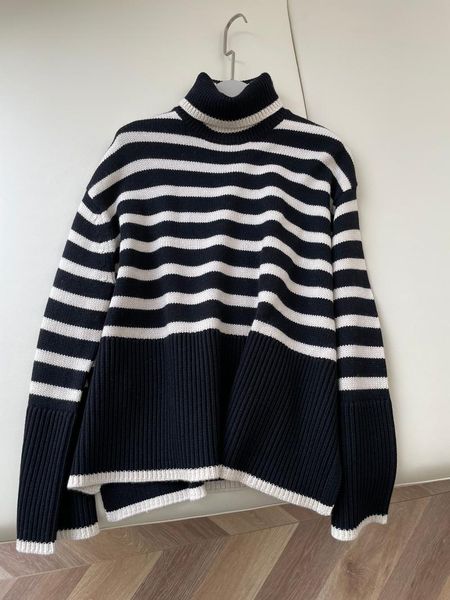 

women's sweaters 2021 women fashion long-sleeved striped sweater 1011, White;black