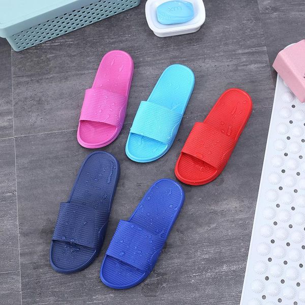 

slippers 2021 solid color summer home couple thick soled el men's and women's one line mop bathhouse, Black