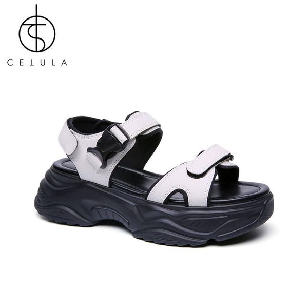 

cetula 2021 design casual women handmade platform sandles sandals, Black