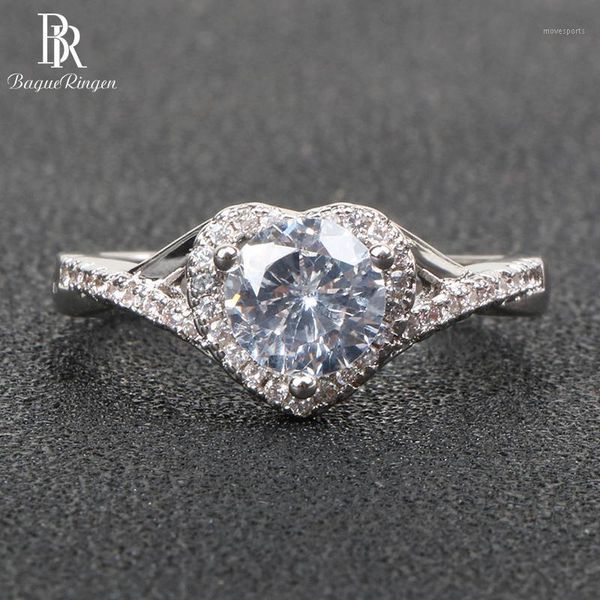 

cluster rings bague ringen trendy heart shaped ring for women charms silver 925 jewelry delicate zircon female engagement sweet gift1, Golden;silver