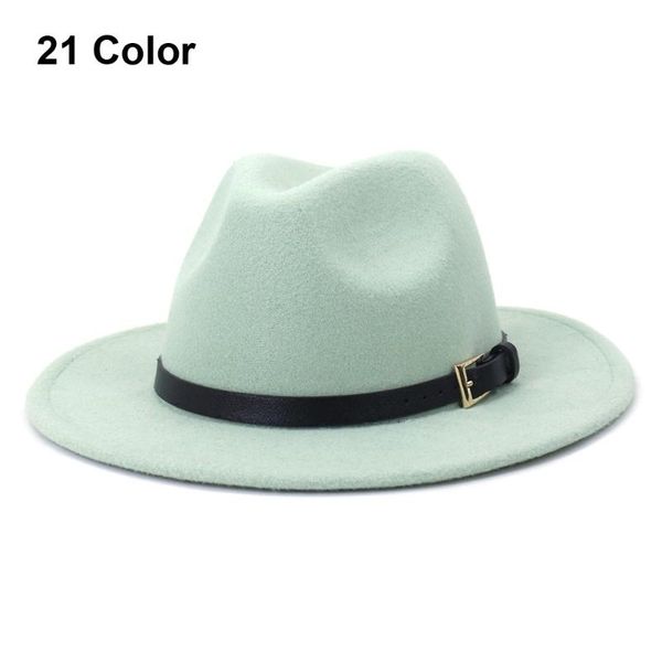 

wide brim hats sell european american leather belt fedoras hat for women men solid black white blue cotton caps, Blue;gray