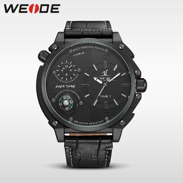 

wristwatches weide watch men bussiness military leather band casual sports quartz montre homme mens, Slivery;brown