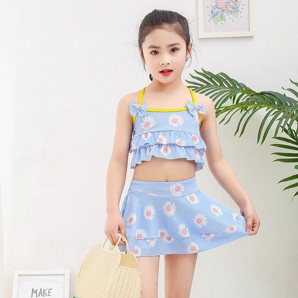 

girls kids swimwear bikini set two pieces floral print baby swimsuit bathing suit child beachwear biquini infantil suits one-pieces, Black