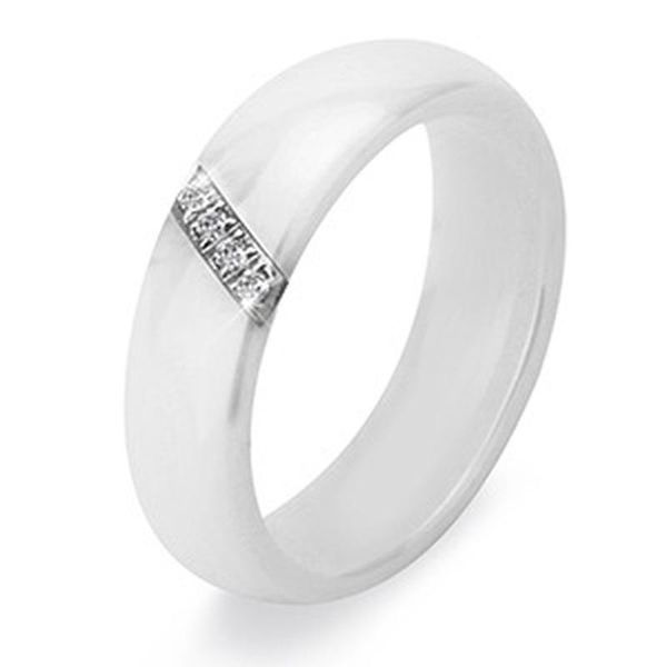 

wedding rings 6mm women ceramic classic black white smooth india stone crystal jewelry fashion engagement ring 2021, Slivery;golden