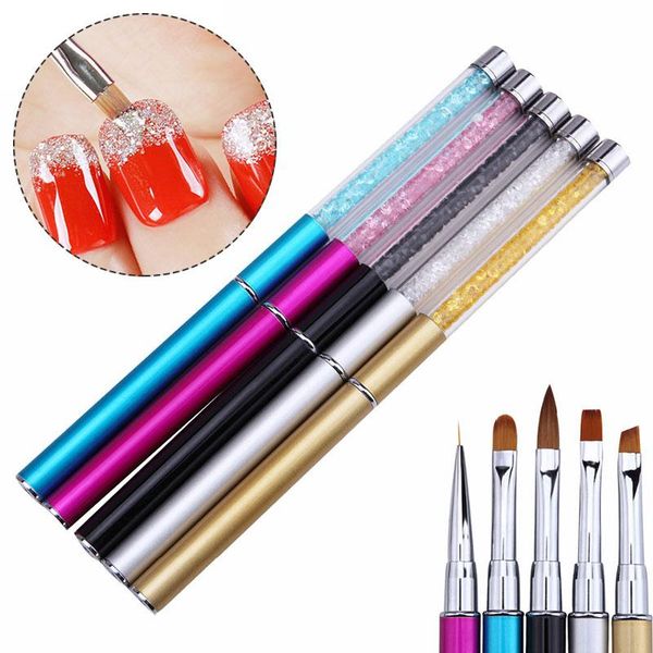 

nail brushes 20211pc crystal acrylic art brush uv gel carving pen liquid powder diy drawing glitter handle, Yellow