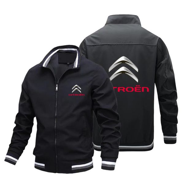 

citroen printed men's zipper cardigan, fashion casual baseball suit, motorcycle et, outdoor coat, novelty, Black;brown