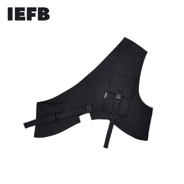 

iefb spring men's wear tactical workwear vest with pockets male ins trend function style irregular crossbody vest 9y5501 210524, Black;white