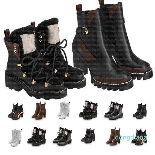 

designer-womens ankle boots designer shoes luxury platform casual booties women martin snow knee high heel pumps, Black