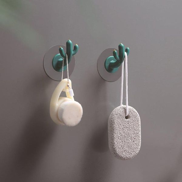 

hooks & rails door resin self adhesive cactus mold coat bag clothes hanger hook for decoration wall bathroom accessories