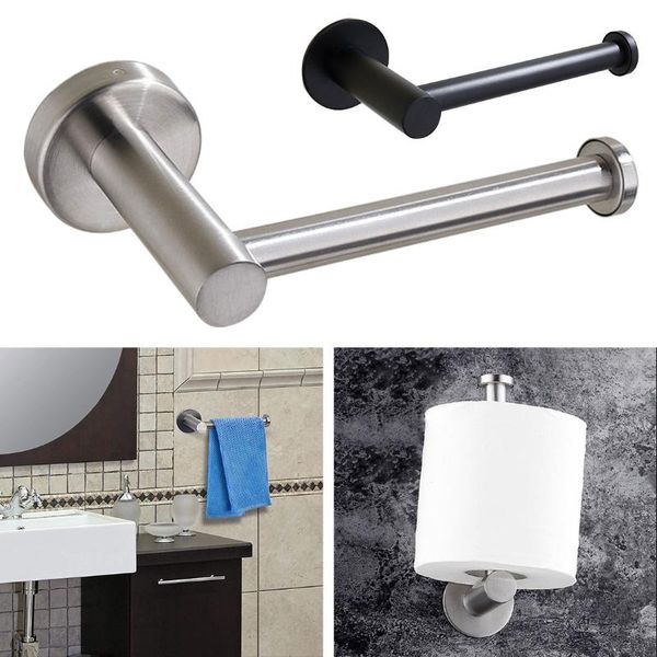 

wall mounted bathroom toilet paper holder rack tissue roll stand stainless steel nail towel shelf black silver accessories holders