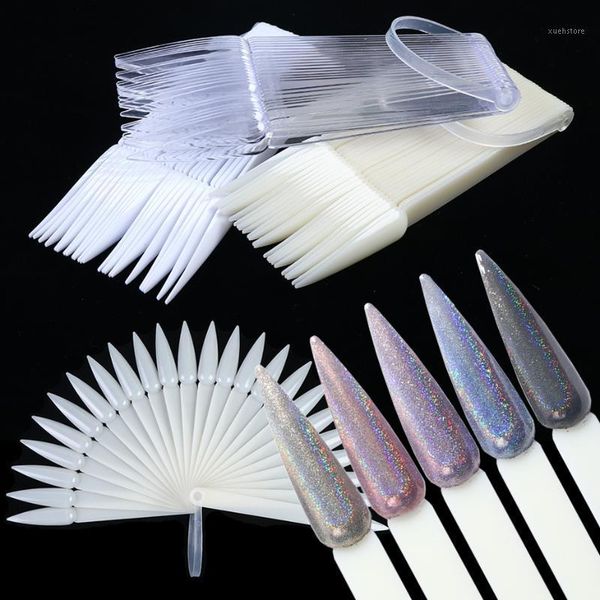 

24pcs nail art display false tips long stiletto color chart gel polish palette practice fake nails manicure accessories nt1503-11, Red;gold