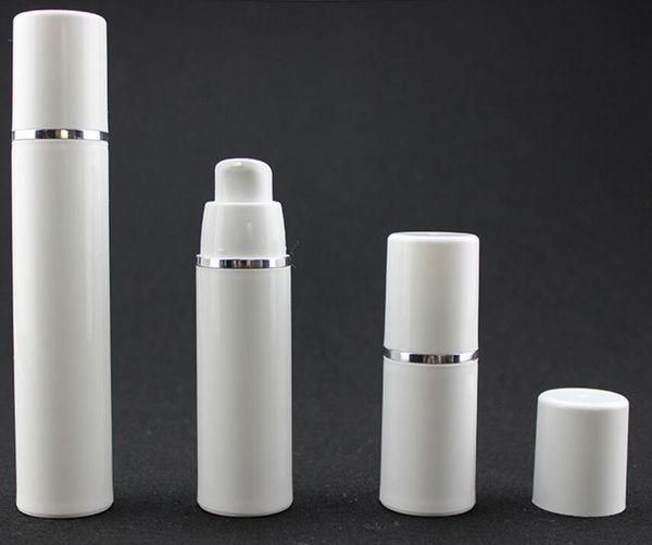 

storage bottles & jars 15ml 30ml 50ml pp plastic airless white vacuum pump lotion bottle with silver line dhl