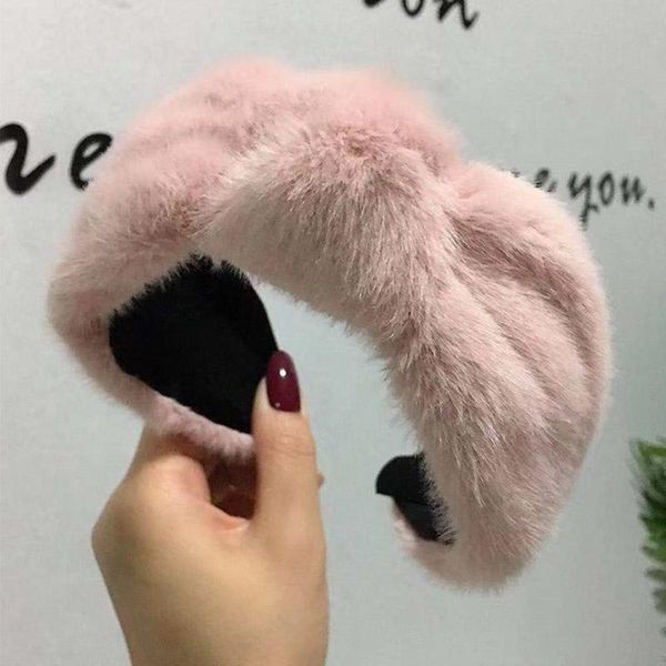 

hair accessories candy color lamb wool wide band for women knot hairbands hoop bezel headband headdress winter hairband lady