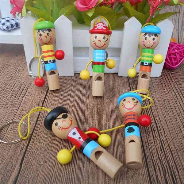 

wooden cartoon pirate whistle key chain boys and girls toys 3-7 years old musical instrument 002