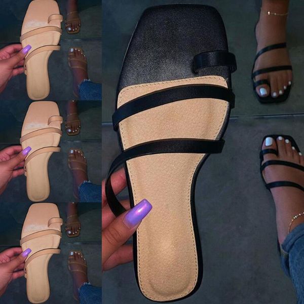 

slippers summer shoes women outdoor flip flops open toe ladies flat casual slides beach zapatos de mujer, Black