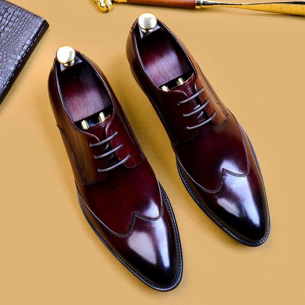 

dress shoes great2021 business italian casual leather pointed low-british style men's formal wear wedding, Black