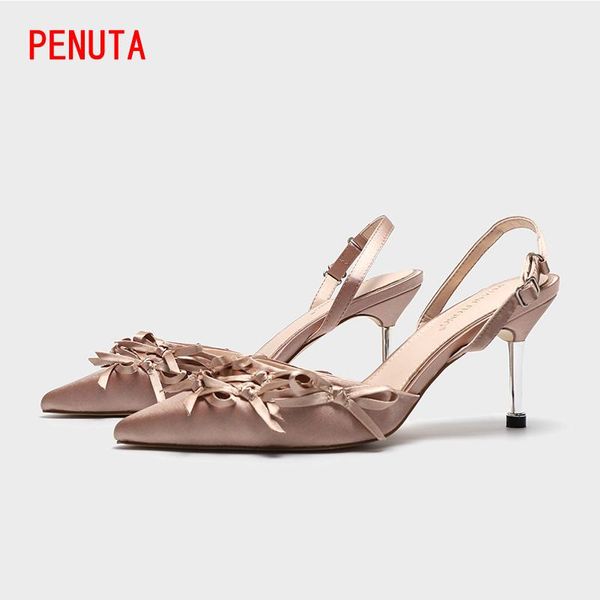 

mary jane high heel shoes bowtie sandals women pointed toe slingback heels fashion stiletto pumps black champagne p05p dress
