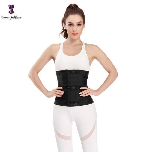 

bustiers & corsets fajas reductor women's tummy contorl slimming girdle latex waist trainer belts double hook and loop #659, Black;white