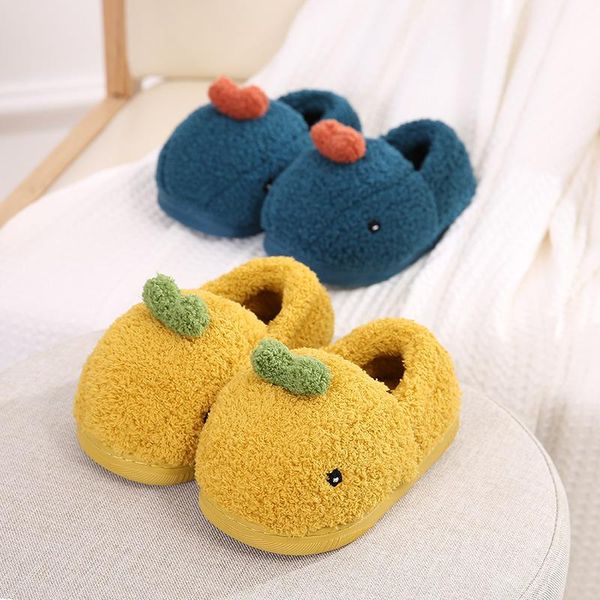 

slipper children' cotton slippers bag root winter boys warm girls cute baby non-slip home shoes hairy kids, Black;grey