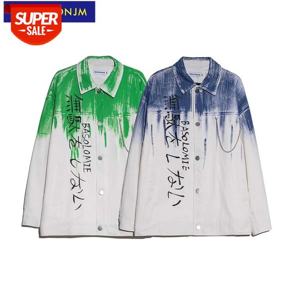 

uncledonjm gradient mens jacket hip hop hand-painted fashion clothing trends japanese men zb-40513 #1l8u, White;black