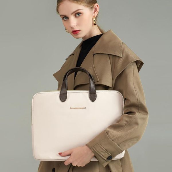 

briefcases portable 14inch pu leather women lapbag notebook work for and men