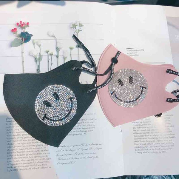 

face korean version smile ice silk cotton cold personality inlay drill heavy craft dust proof warm keeping decorative mask