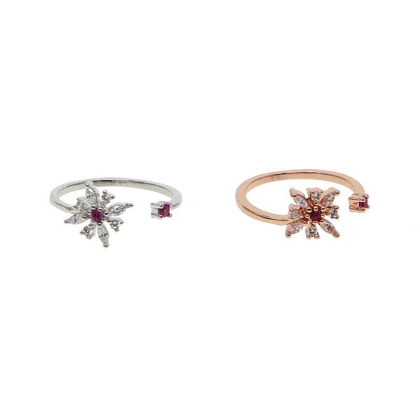 

wedding rings chic adjust open ring girls white daisy and round red cz finger elegant jewelry for women party dainty plant 2021, Slivery;golden