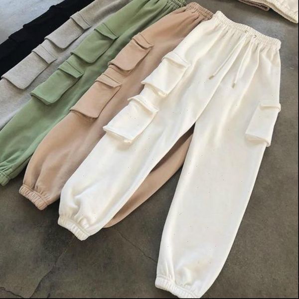 

men casual drawstring elastic high womens capri waist plain long trousers solid straight with pockets bottoms s xxl, Black;white
